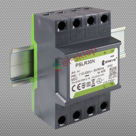 PSLR 30N 230/ 12VDC 2,5A 30W modułowy impulsowy zasilacz Breve