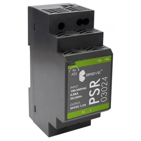 PSR 03024 100-240VAC/ 24VDC 1,5A modułowy stabilizowany zasilacz impulsowy Breve